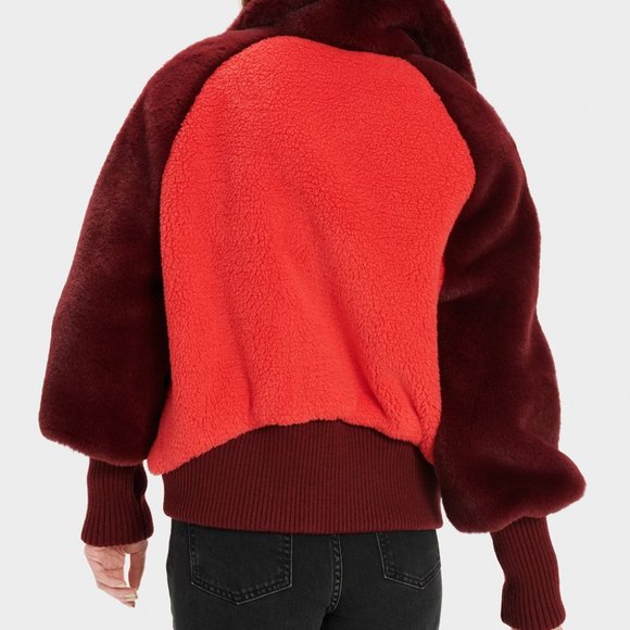 NWT UGG Women's Sherpa Baseball Jacket Faux Fur Size S or M - Picture 3 of 9